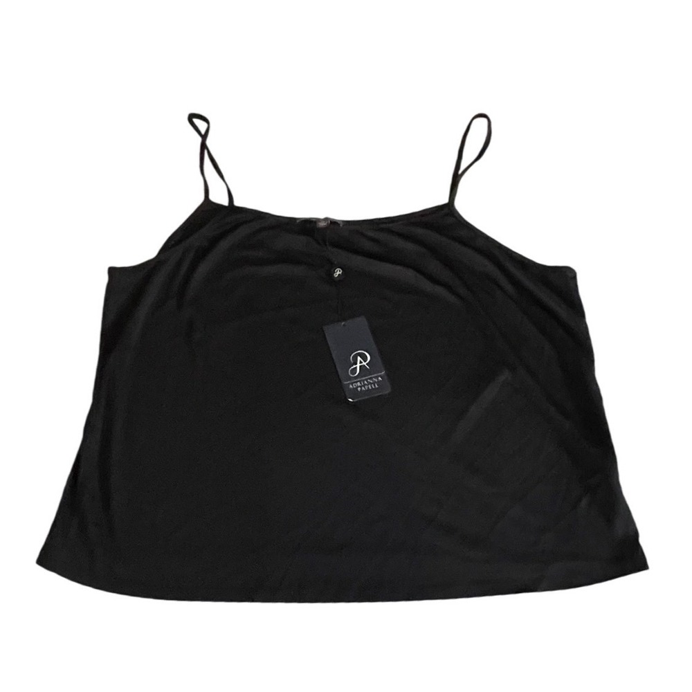 Adrianna Papell Black Camisole Spaghetti Strap Lined Top XL  NWT